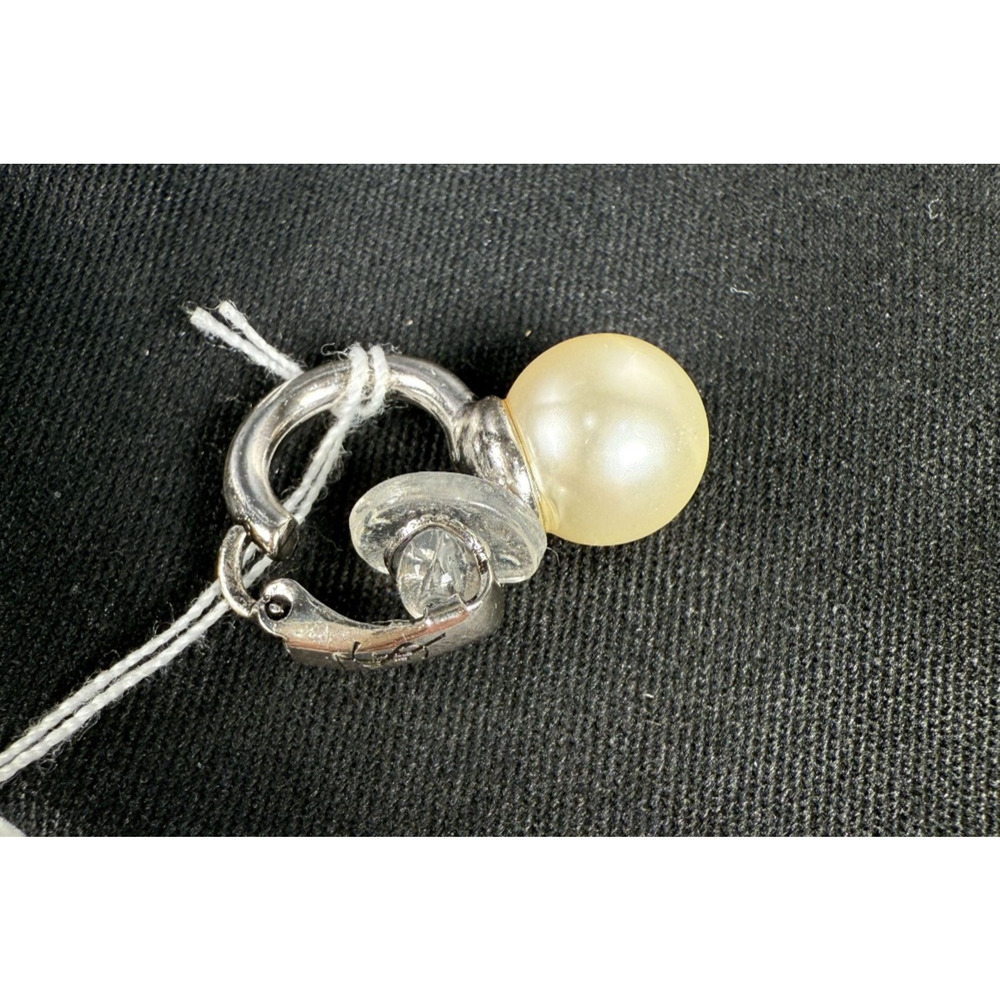 NWT Authentic Saint Laurent "YSL" Logo Clip-On Pearl Ear Cuff Made in France